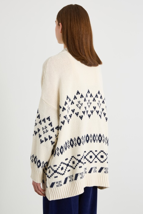 Cardigan jacquard in cotone