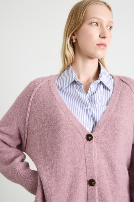 Cardigan in lana e viscosa