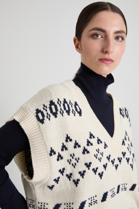 Gilet over in cotone jacquard