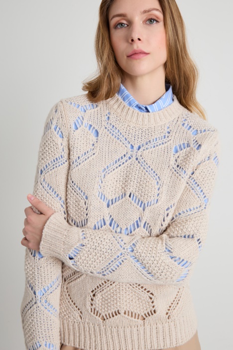 Maglia traforata in misto lana