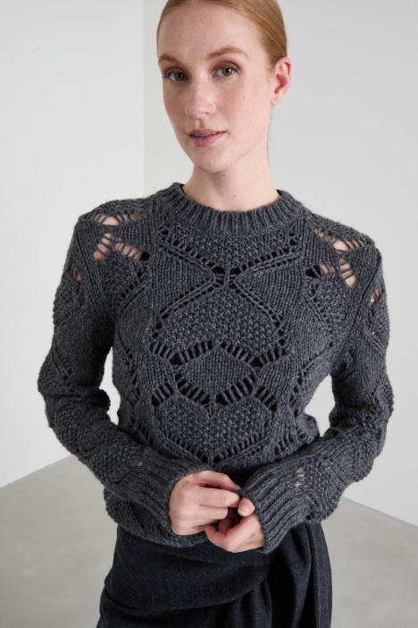 Maglia traforata in misto lana