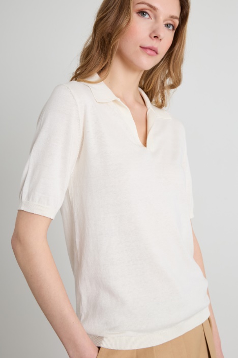 Polo in filato di seta e cotone