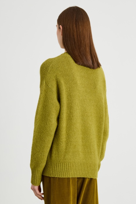 Maglia a V in alpaca e cotone