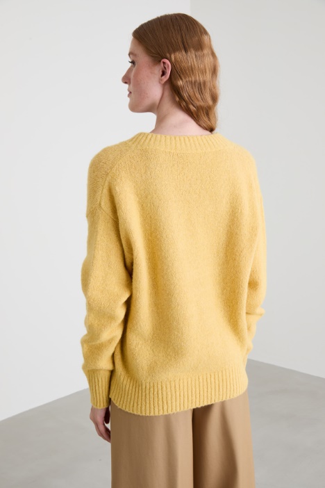 Maglia a V in alpaca e cotone