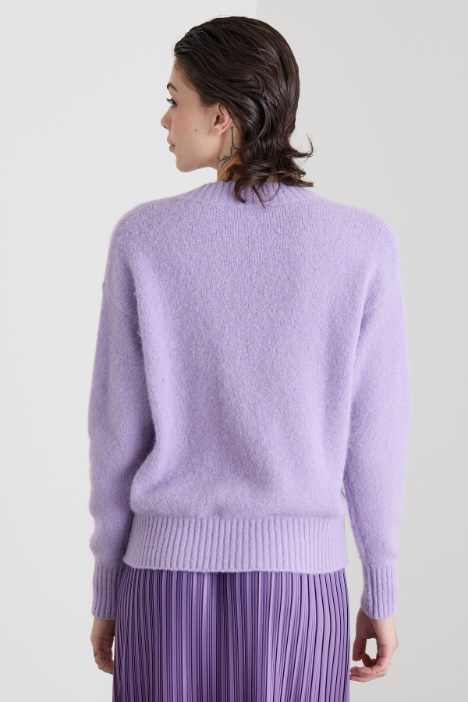 Maglia a V in alpaca e cotone