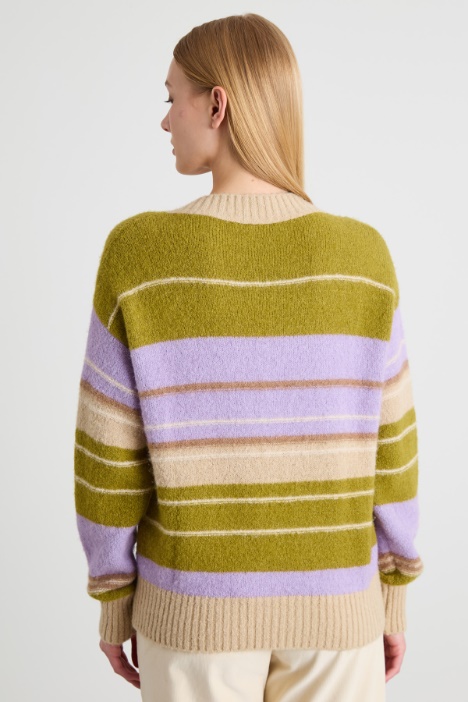 Maglia a V in alpaca e cotone