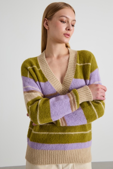 Alpaca and cotton V-neck sweater Intrend