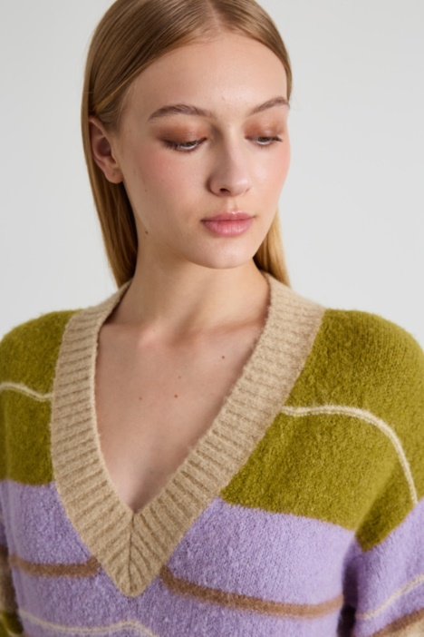 Maglia a V in alpaca e cotone