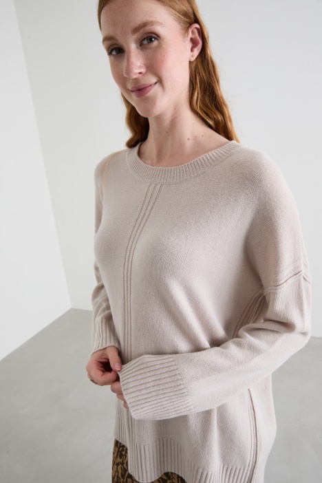 Maglia girocollo in misto lana