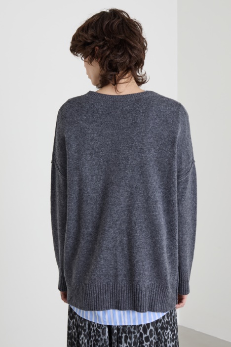 Maglia girocollo in misto lana