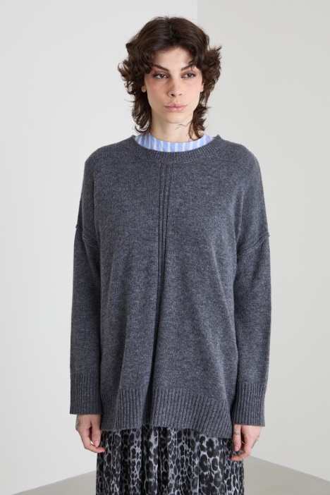 Maglia girocollo in misto lana