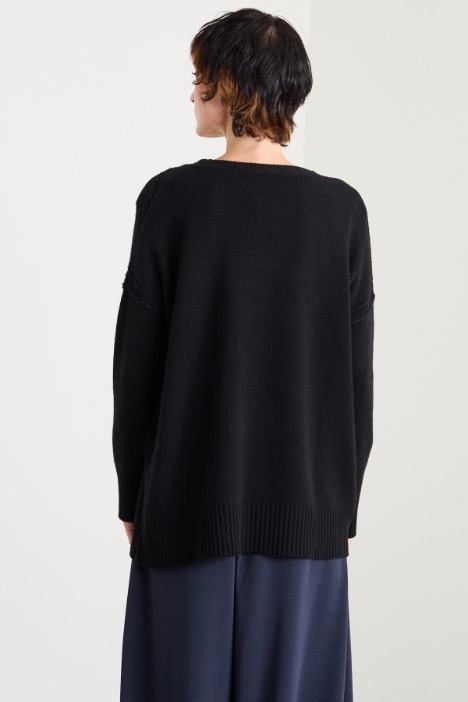 Maglia girocollo in misto lana