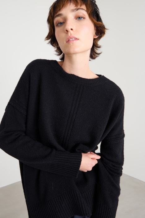 Maglia girocollo in misto lana