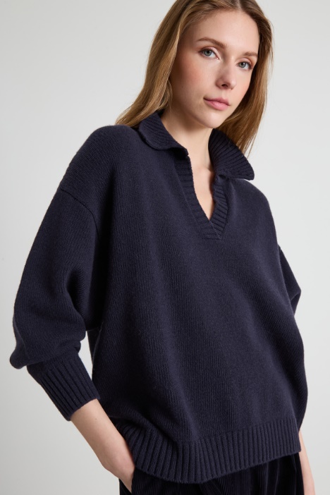 Maglia polo in lana