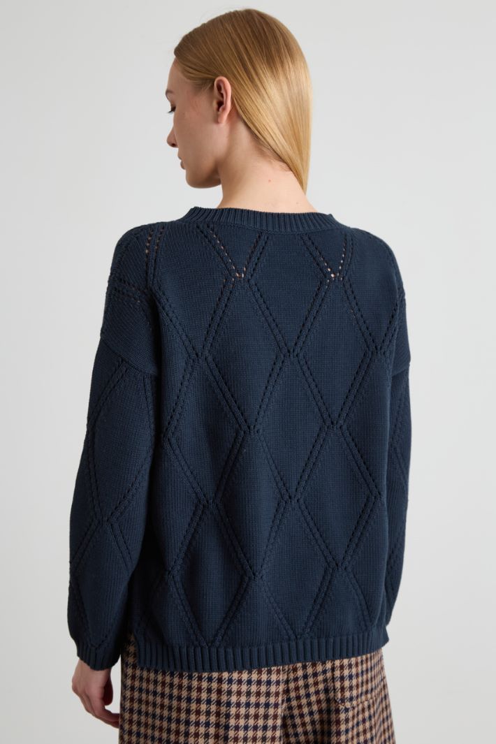 Openwork diamond-knit sweater Intrend - 2