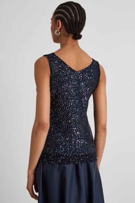 Top in maglia con paillettes