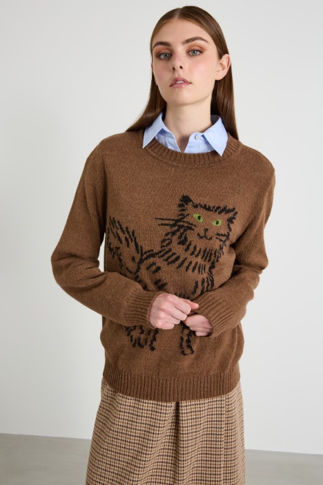 Inlaid alpaca and wool sweater Intrend