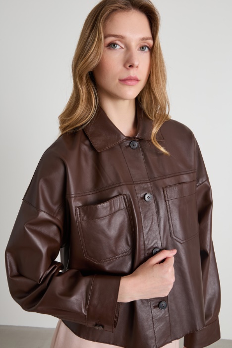 Giacca a camicia in vera nappa