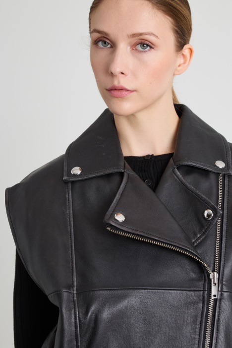 Gilet oversize in pelle