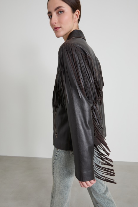 Giacca in nappa con frange