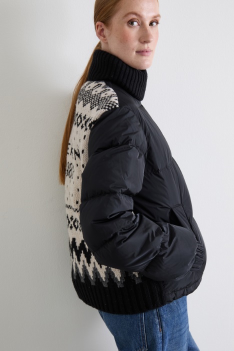 Piumino con inserto in maglia