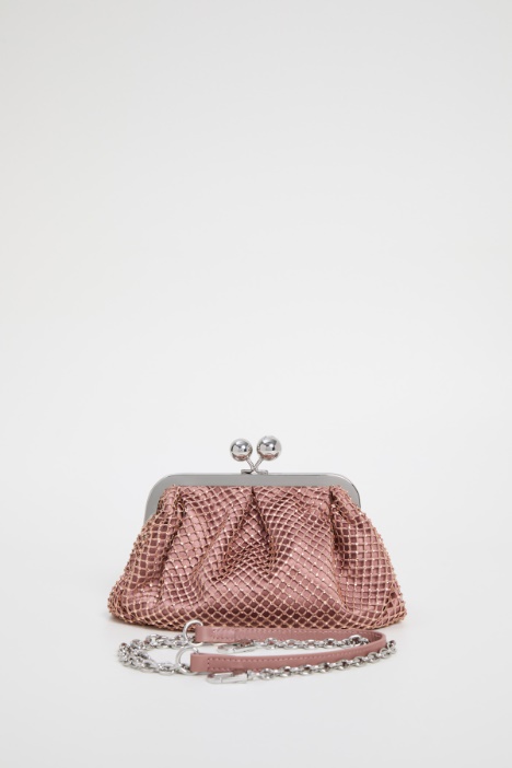 Mini clutch in rete e strass