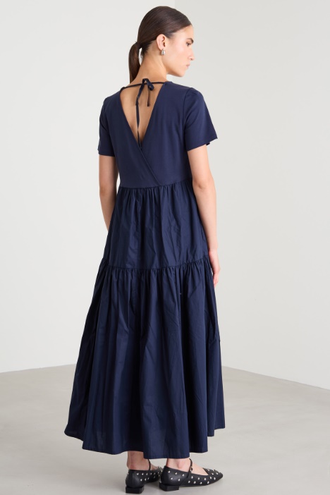 Abito lungo in jersey e popeline