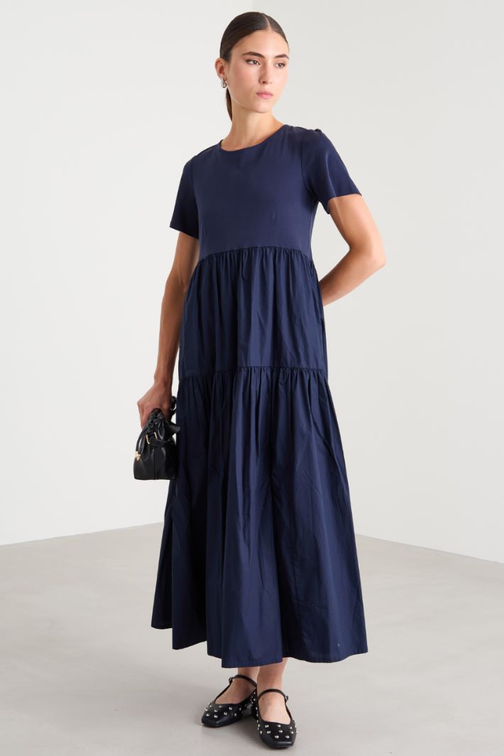 Long jersey and poplin dress Intrend
