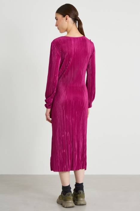 Abito svasato in jersey plissé