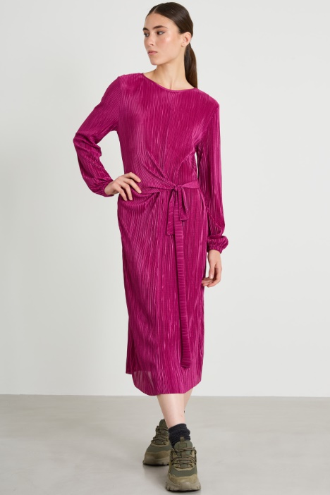 Abito svasato in jersey plissé