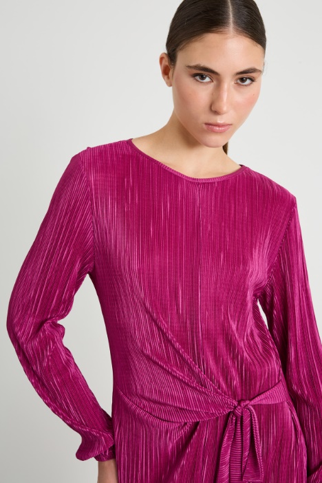 Abito svasato in jersey plissé