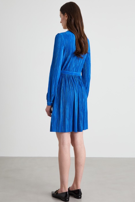 Abito corto in jersey plissé
