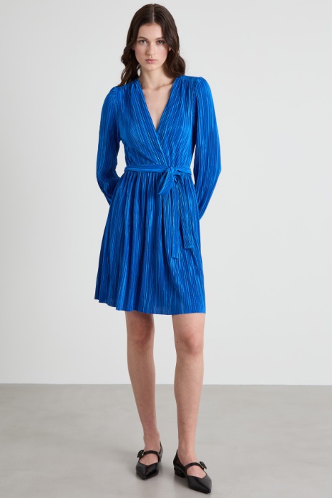 Abito corto in jersey plissé