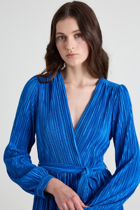 Abito corto in jersey plissé