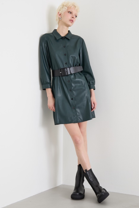 Faux leather shirt dress Intrend