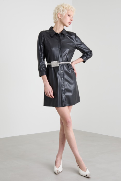 Faux leather shirt dress Intrend