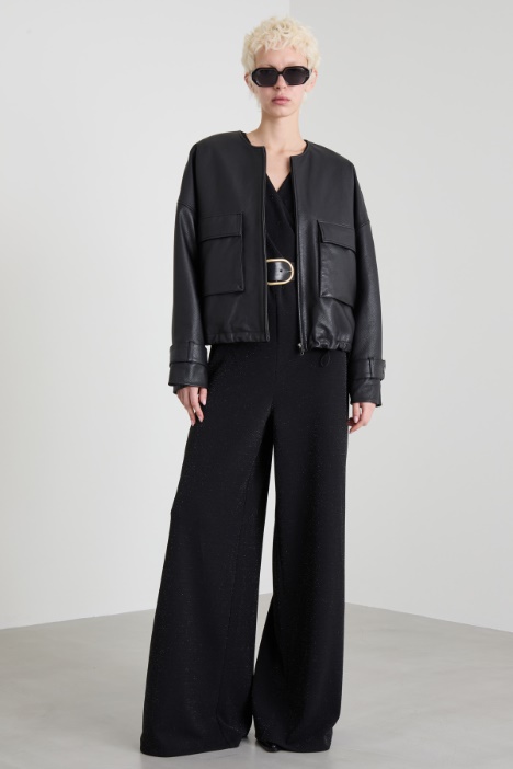 Jersey lamé long jumpsuit Intrend