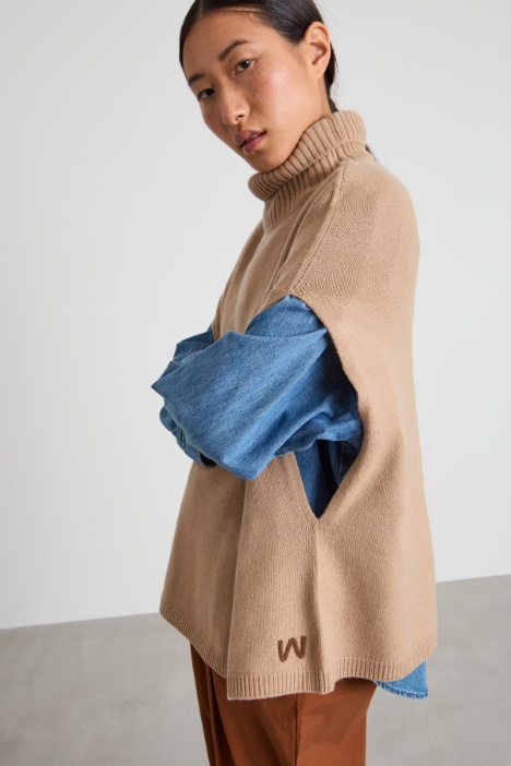Poncho in puro cashmere