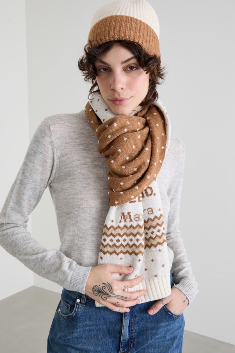 Jacquard-knit wool scarf Intrend