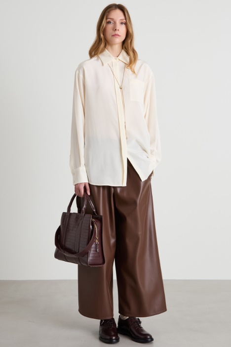 Pantalones anchos de piel sintética Intrend