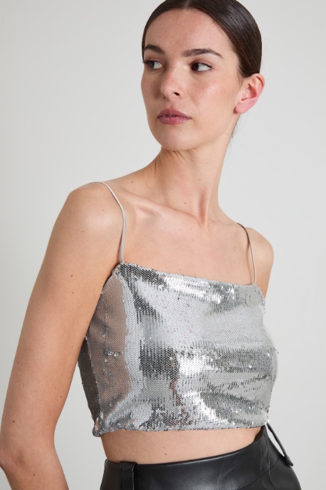 Top cropped in paillettes