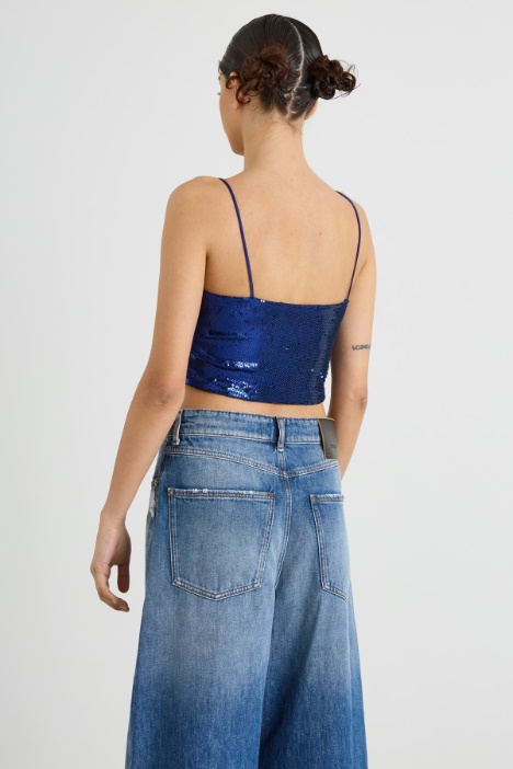 Top cropped in paillettes