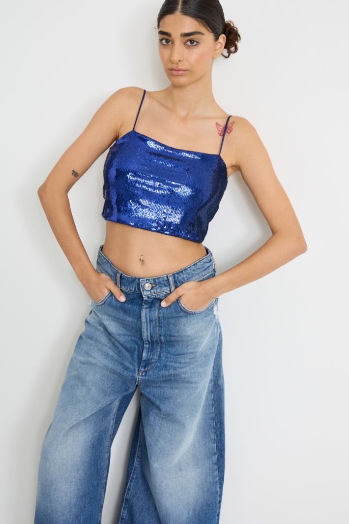 Top cropped in paillettes Intrend