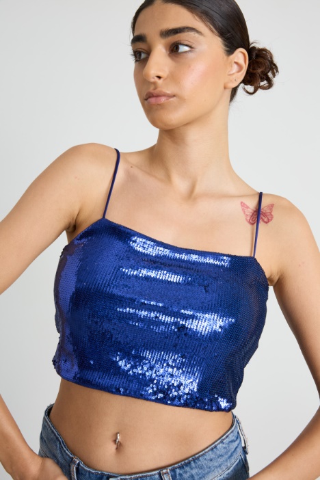 Top cropped in paillettes