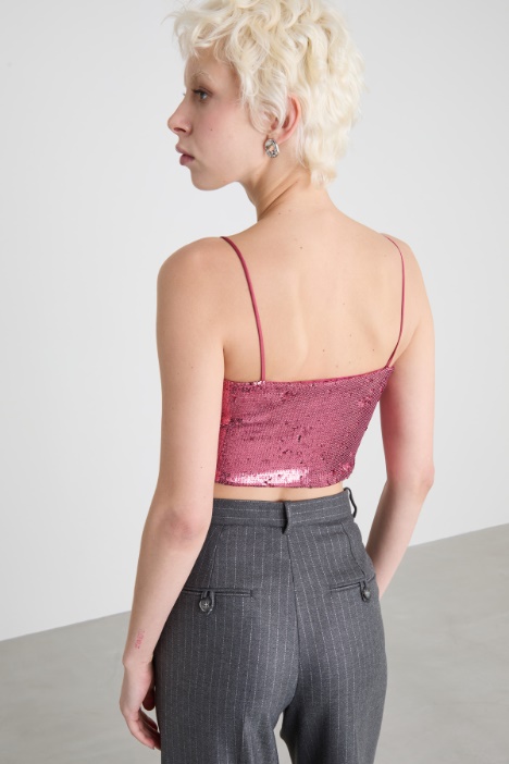 Top cropped in paillettes