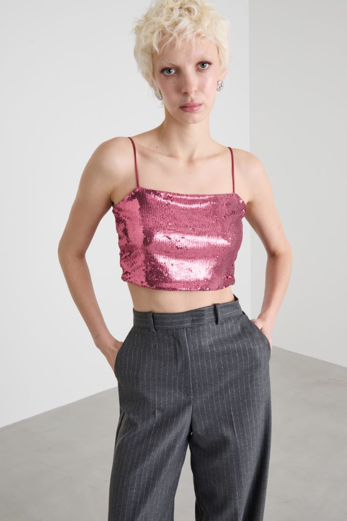 Top cropped in paillettes Intrend