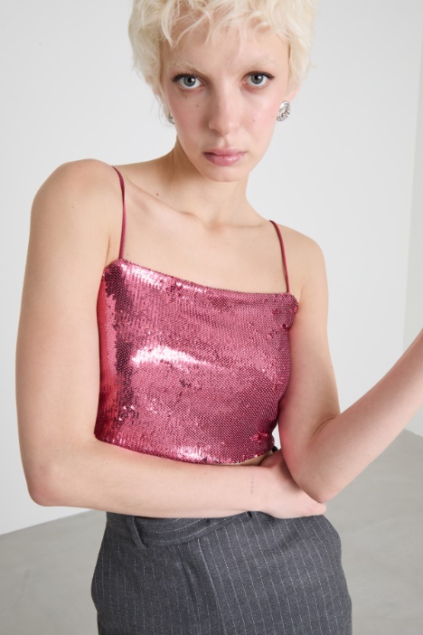 Top cropped in paillettes