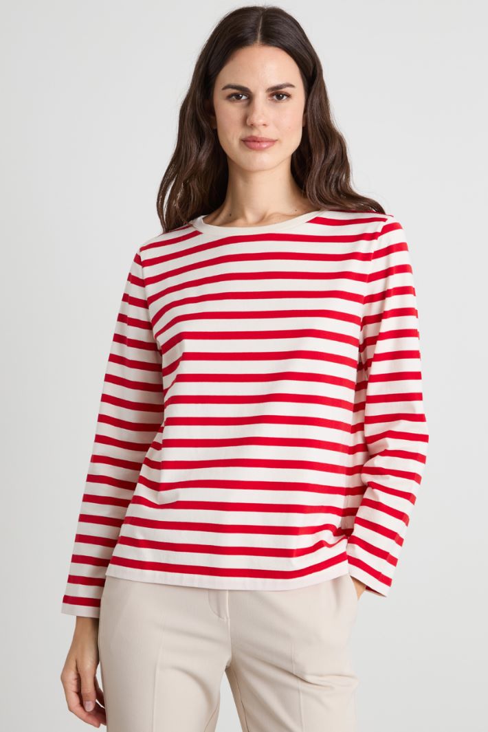 Camiseta de rayas con cuello redondo Intrend