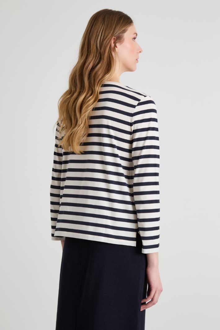 LEANI T-shirt Donna Maniche Corte – Tunica A Righe E Blocchi Colore, Girocollo, Vestibilità Ampia, Taglie Forti, Stripewhite, XL
