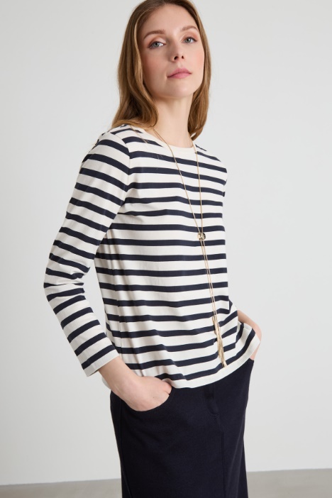 T-shirt girocollo a righe Intrend